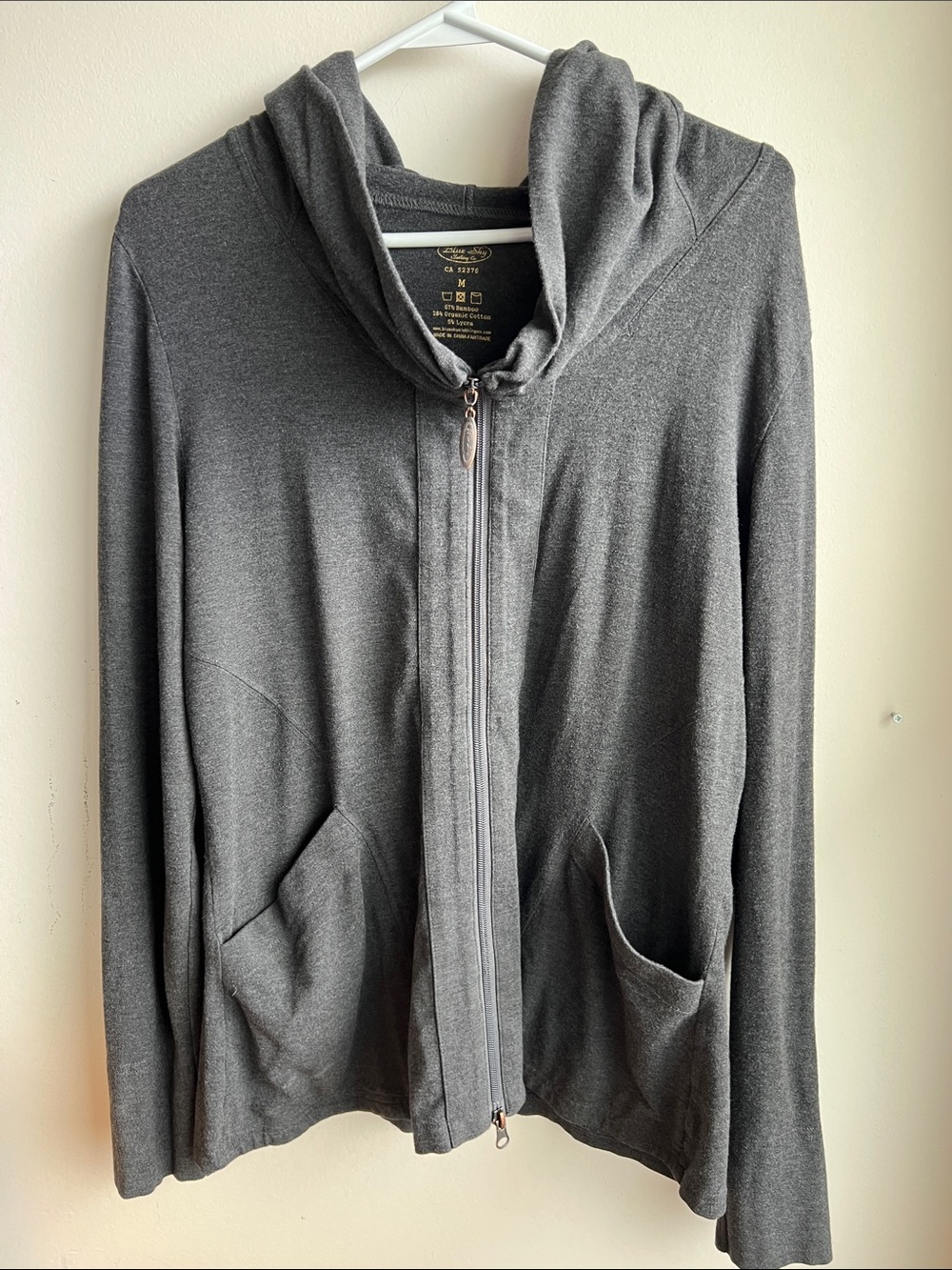 Blue Sky Clothing zip up grey sweater